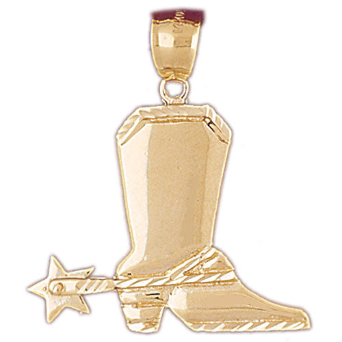 14K Gold Cowboy Boot with Spur Pendant