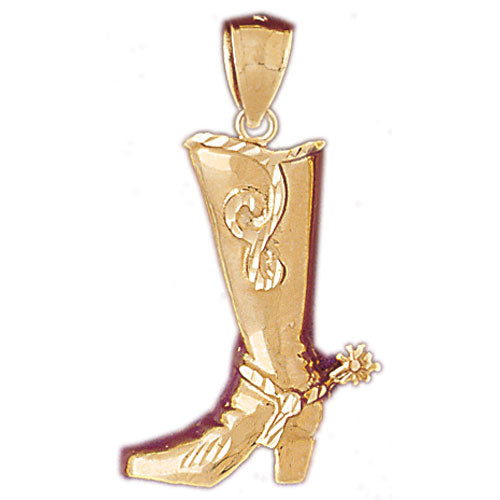 14K Gold 27MM Cowboy Boots with Spur Pendant