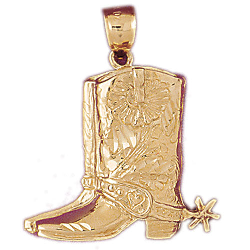 14K Gold Western Pair Of Cowboy Boots Pendant