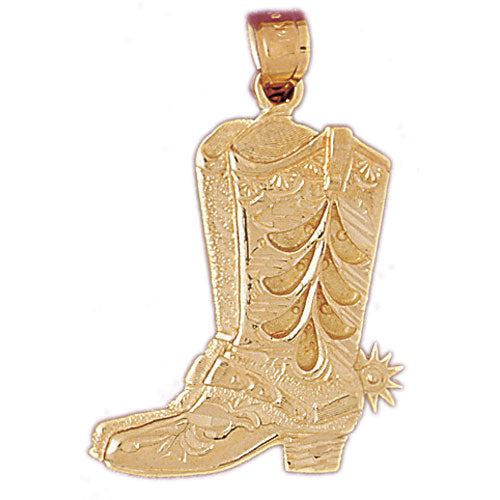 14K Gold Cowboy Boots with Spur Pendant