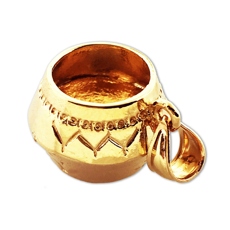 14K Gold 3D Native Indian Pottery Charm