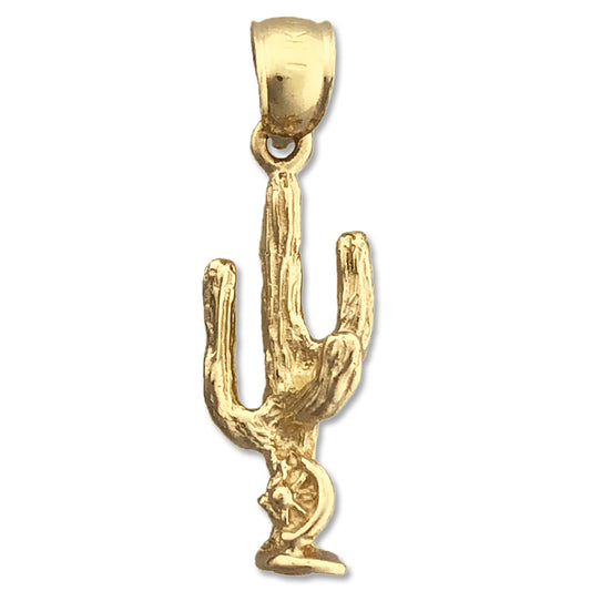 14K Gold 3 Dimensional Cactus Charm