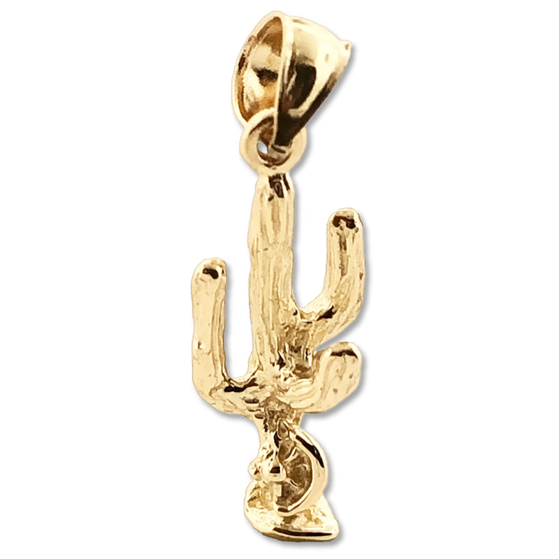 14K Gold 3 Dimensional Cactus Charm