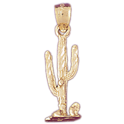 14K Gold 3D Saguaro Cactus Charm