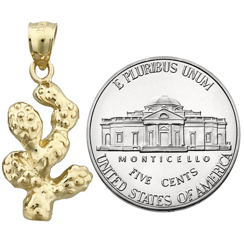 14K Gold Western Cactus Charm