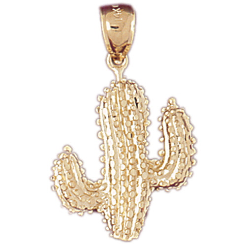 14K Gold Cactus Pendant