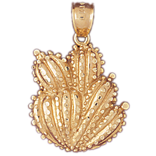 14K Gold 22MM Barrel Cactus Pendant