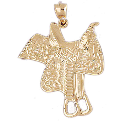 14K Gold Saddle Pendant