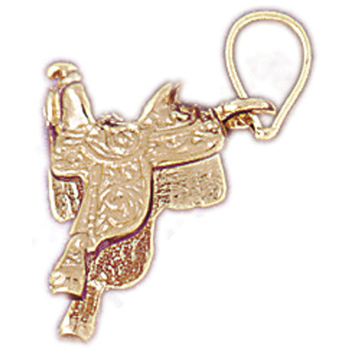 14K Gold 3D Saddle Charm