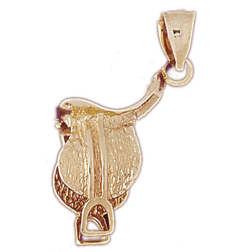 14K Gold 3D English Saddle Pendant