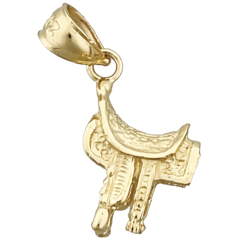 14K Gold 3-D Western Saddle Charm