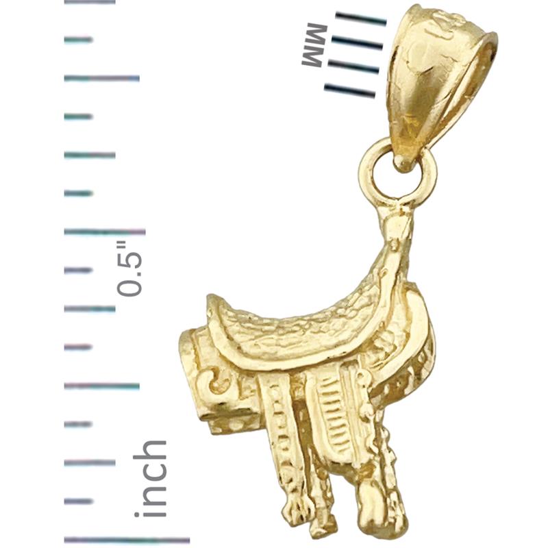 14K Gold 3-D Western Saddle Charm