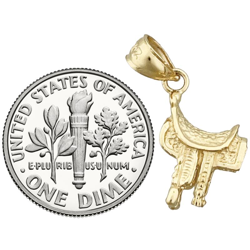 14K Gold 3-D Western Saddle Charm