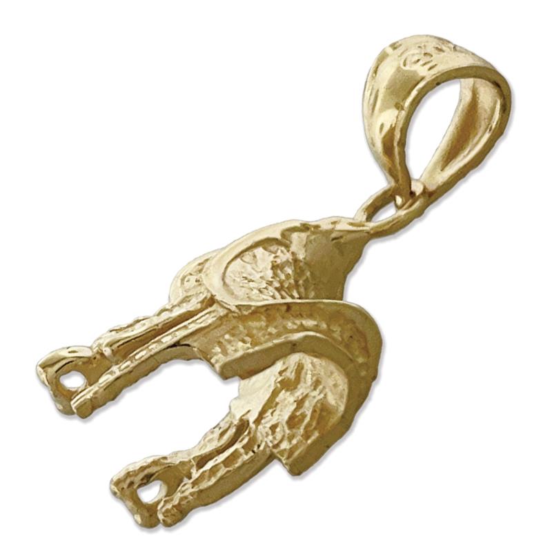 14K Gold 3-D Western Saddle Charm