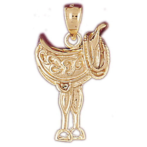 14K Gold Horse Saddle Charm