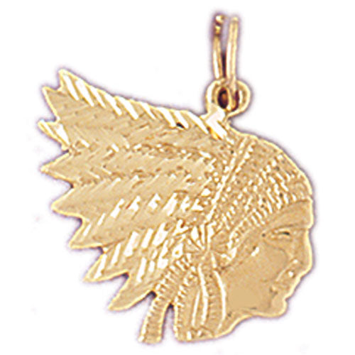 14K Gold Native Indian Bonnet Charm