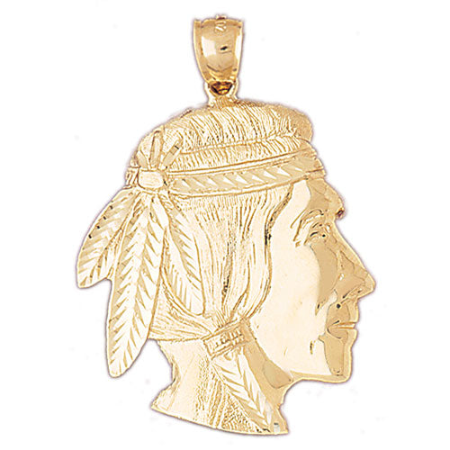 14K Gold Native Indian Pendant