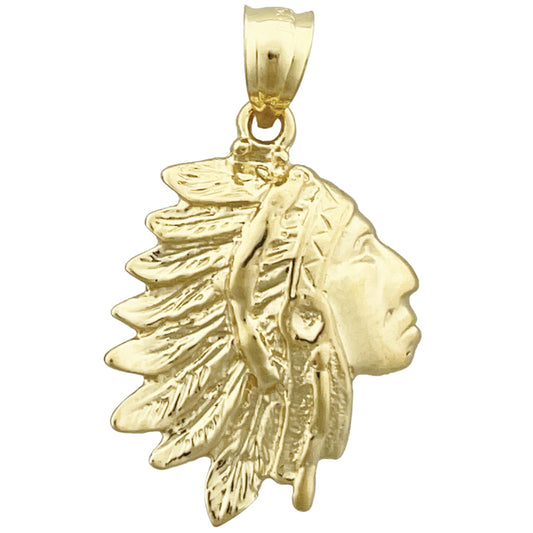 14K Gold Native Indian Head Charm