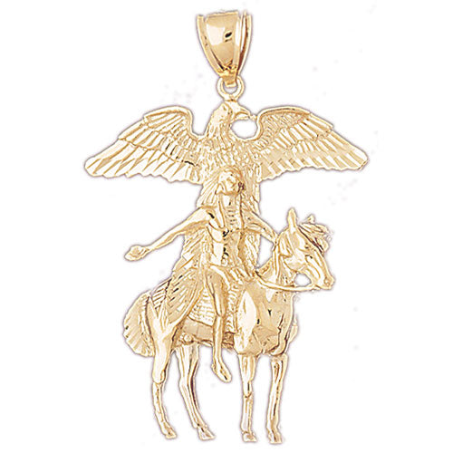 14K Gold Native Indian Spirit of the Eagle Pendant