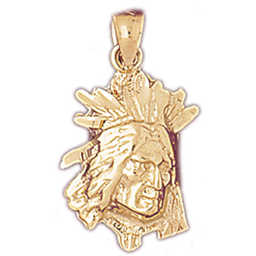 14K Gold Native American Head Charm