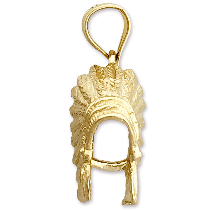 14K Gold 3-D Native Headdress Charm