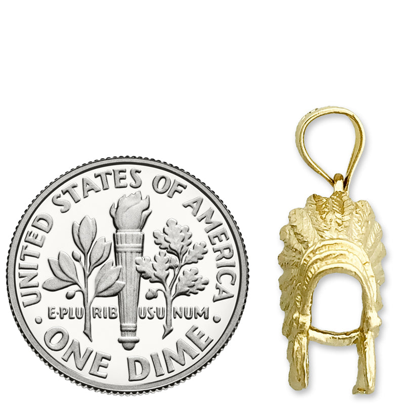 14K Gold 3-D Native Headdress Charm