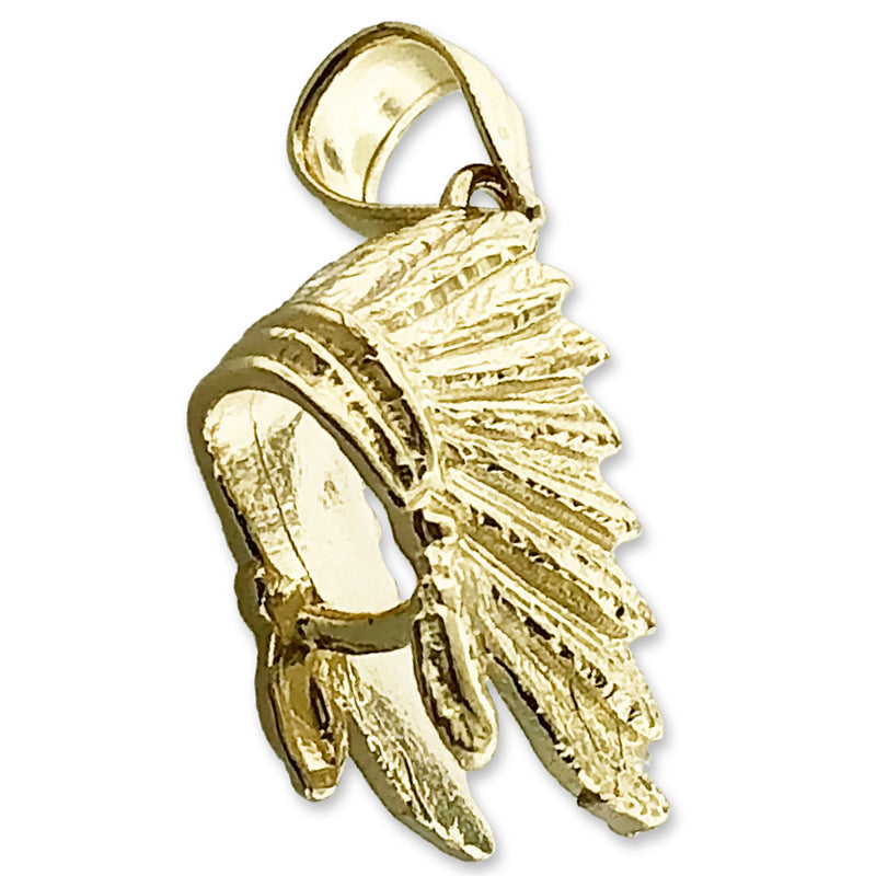 14K Gold 3-D Native Headdress Charm