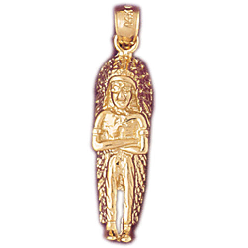 14K Gold Native American Indian Chief Pendant