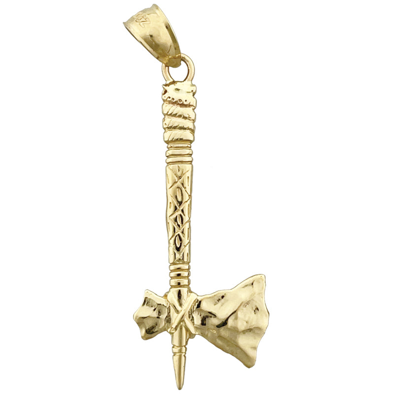 14K Gold 3D Tomahawk Pendant