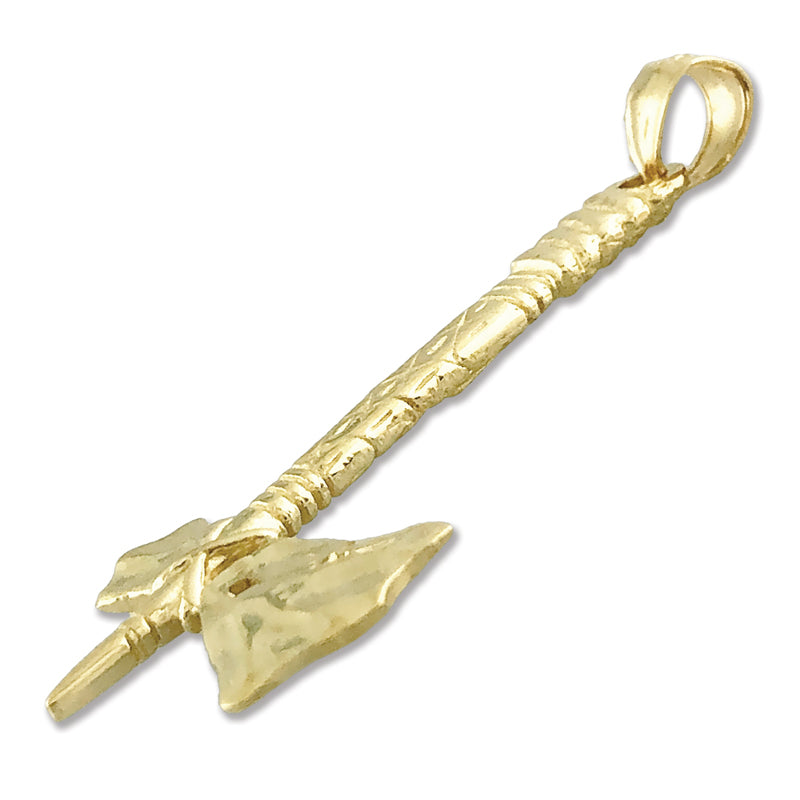 14K Gold 3D Tomahawk Pendant