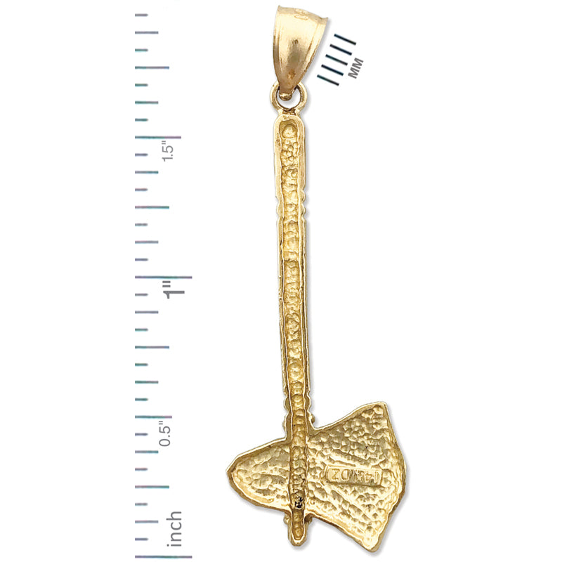 14K Gold Native Indian Tomahawk Pendant