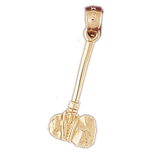 14K Gold 3D Warrior Tomahawk Charm