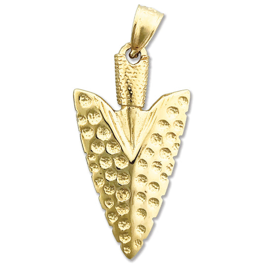 14K Gold 3D Arrowhead Pendant