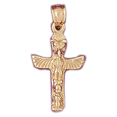 14K Gold Totem Pole Indian Charm