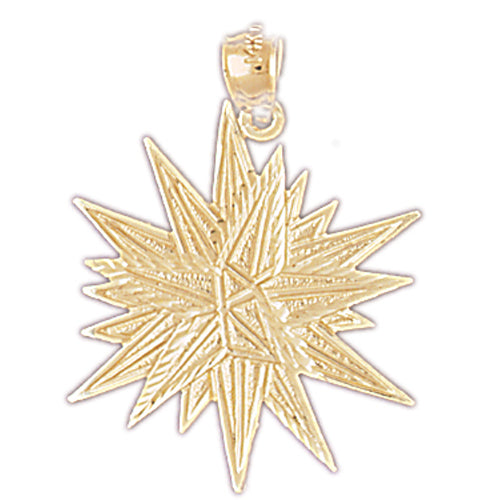 14K Gold Starburst Celestial Pendant