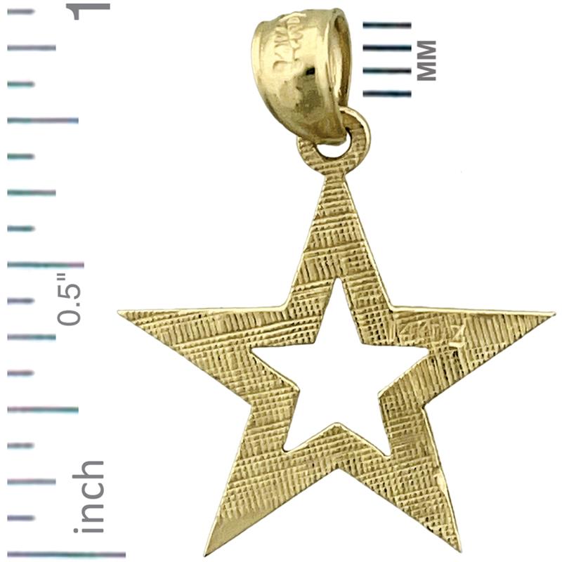 14K Gold Cutout Star Celestial Pendant