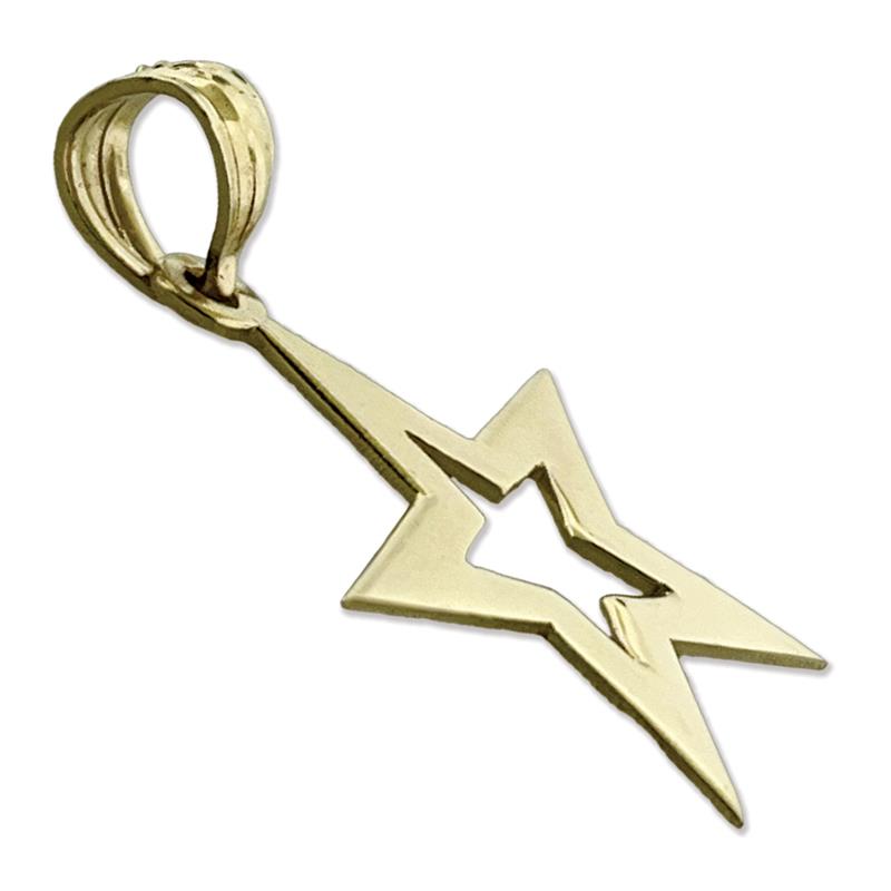 14K Gold Cutout Star Celestial Pendant