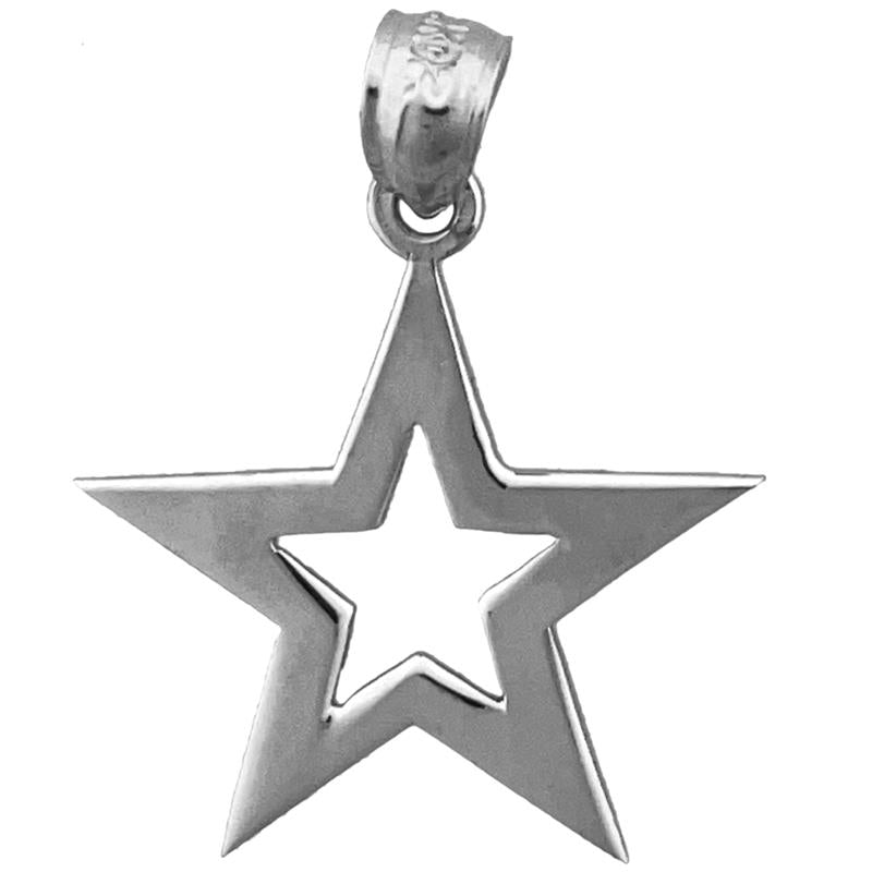 14K Gold Cutout Star Celestial Pendant