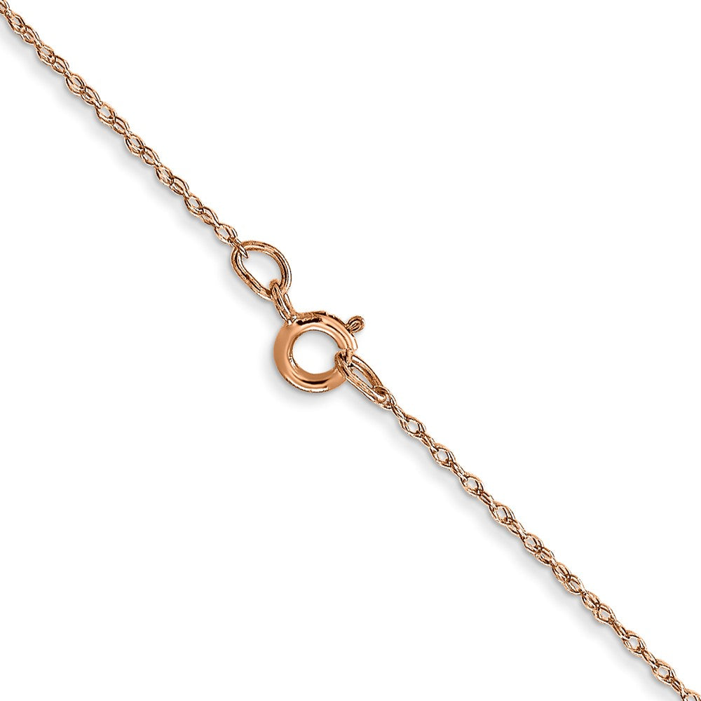 14K Rose Gold 13 inch Carded .5mm Cable Rope with Spring Ring Clasp Children Necklace Chain