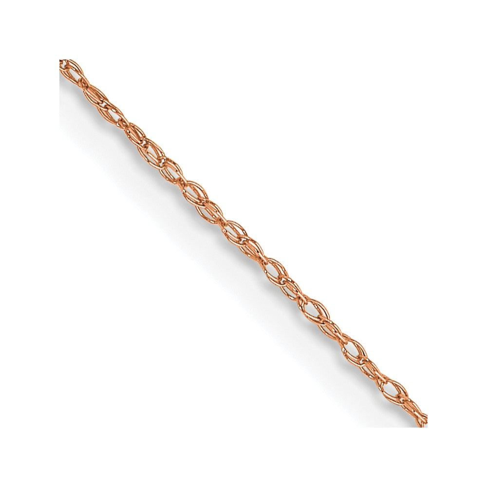 14K Rose Gold 13 inch Carded .5mm Cable Rope with Spring Ring Clasp Children Necklace Chain