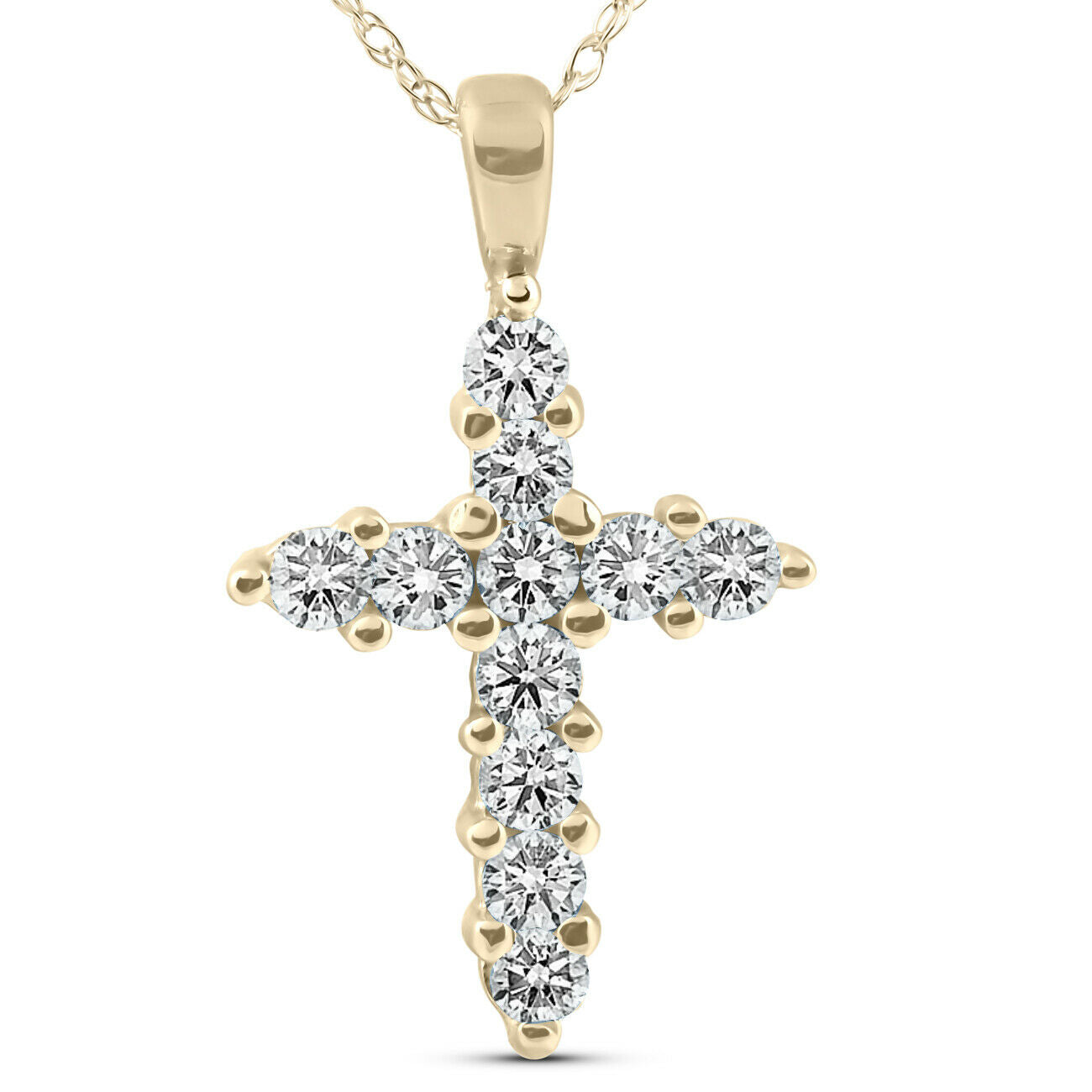 1/2ct 14K Yellow White or Rose Gold REAL Diamond Cross Pendant Religious Jewelry