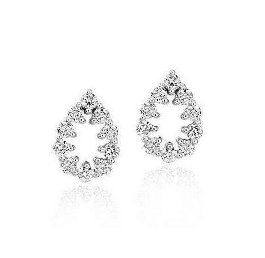 1/4 Ct. Genuine Diamond Open Pear Shape Pavé Stud Earrings in 14K Gold