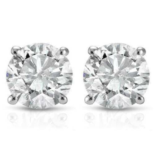 1.0 Ct. Round Brilliant Cut Natural Clarity Enhanced Diamond Stud Earrings In 14K Gold