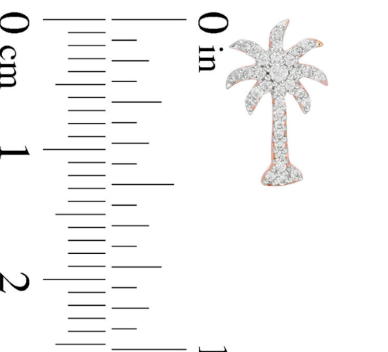 1/5 CT. Diamond Palm Tree Stud Earrings in 14K White Yellow or Rose Gold