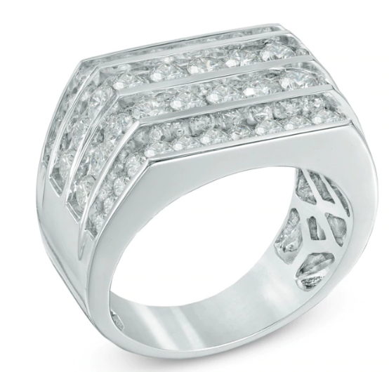 Men's 3-3/4 CT. T.W. Diamond Four Row Ring in 14K White Gold