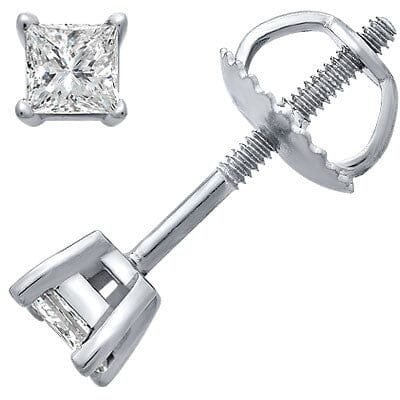 Platinum Princess-Cut Diamond Stud Earrings stud earrings Goldia 