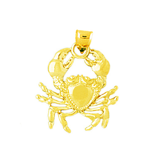 14K Gold 18MM Crab Pendant