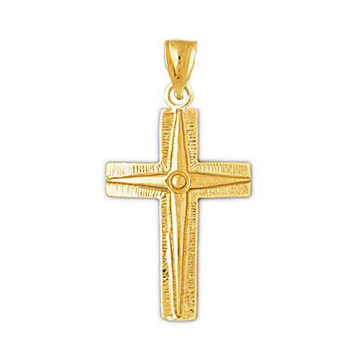 14K Gold North Star Cross Pendant