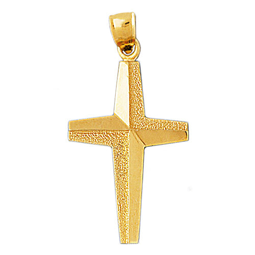 14K Gold 34MM North Star Cross Pendant