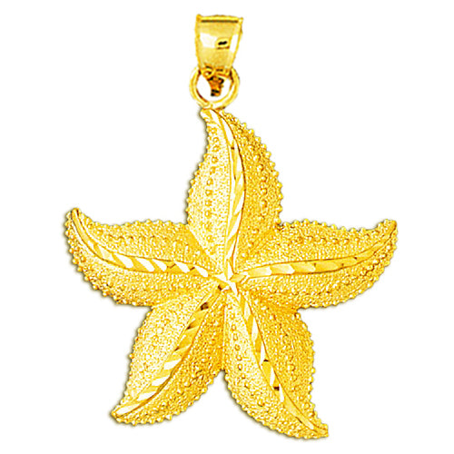 14K Gold 45MM Starfish Pendant